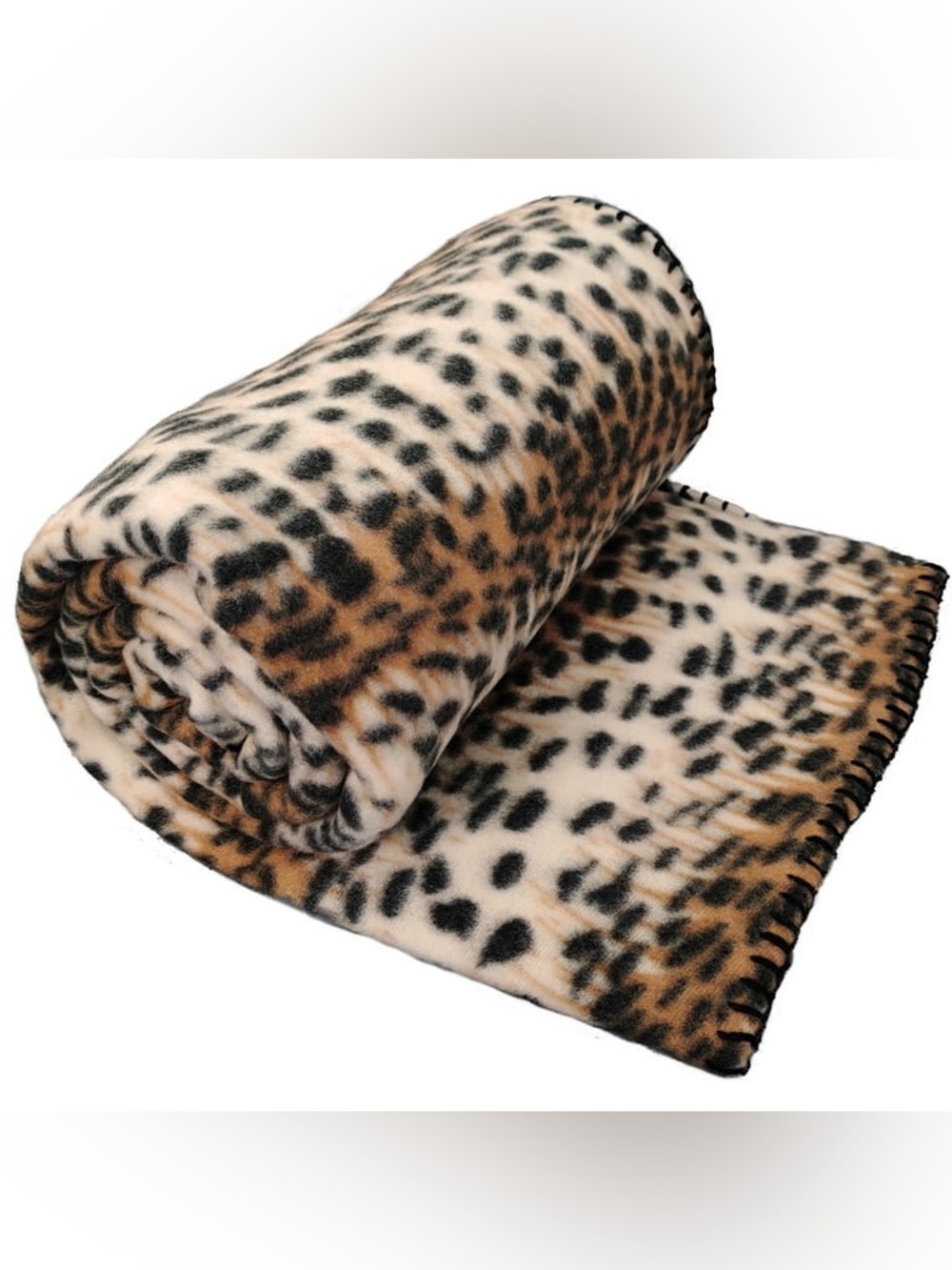 Leopard Print Plush Throw Blanket - Cream and Brown